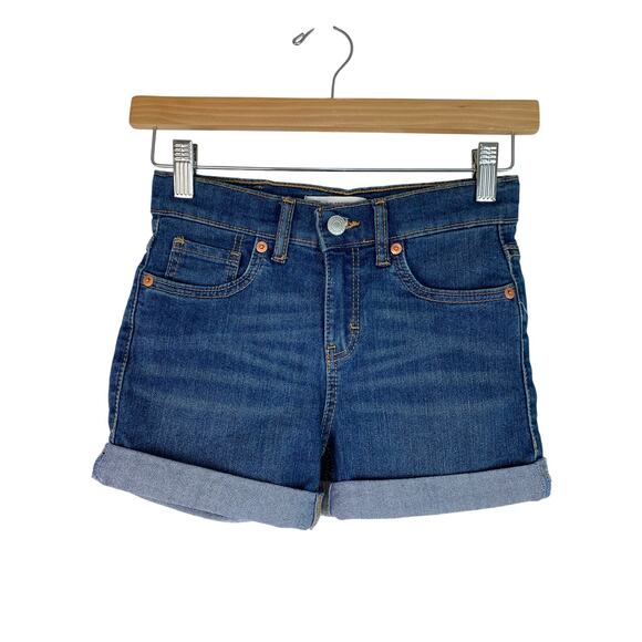 NWT Girls Size 7 Levi's Cuffed Blue Denim Girlfriend Shorts - Picture 1 of 7